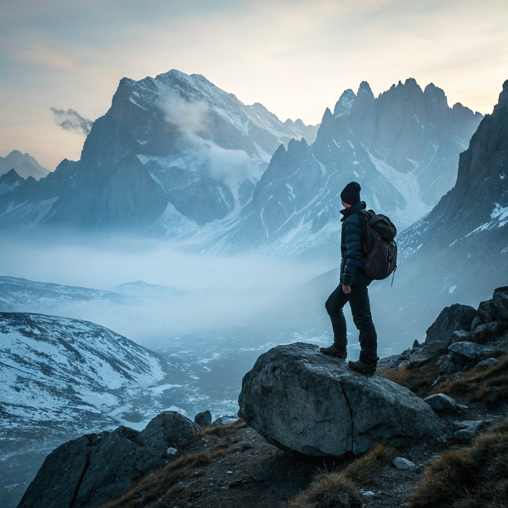Breathtaking mountain range view for adventure seekers