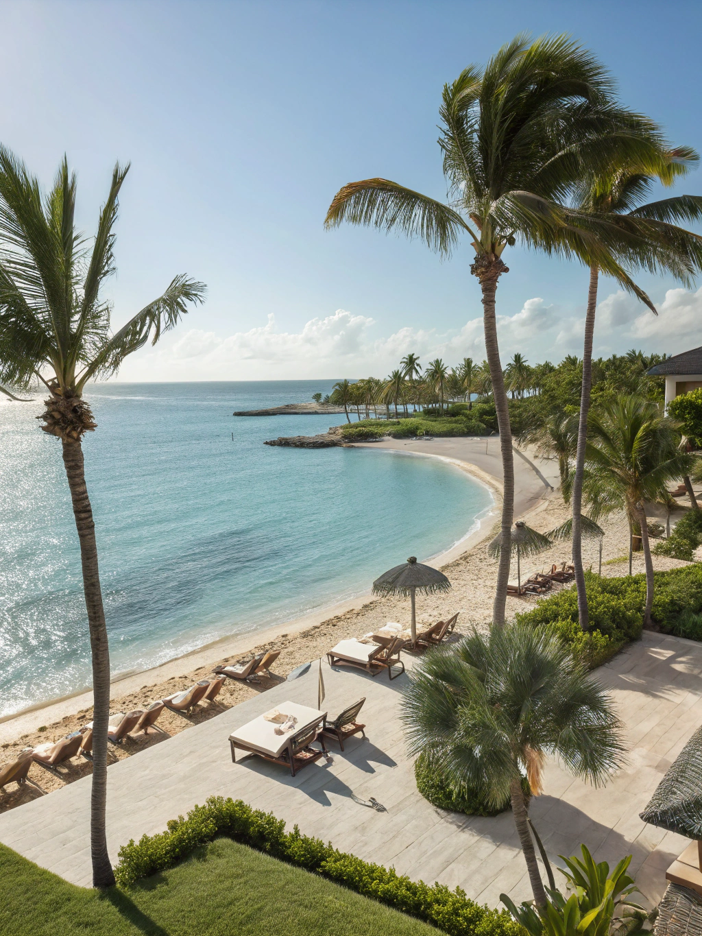 Luxury tropical beach resort with turquoise waters